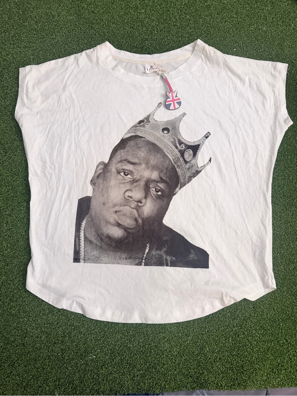 NWT Notorious B.I.G. Biggie Smalls King Crown Graphic Tee White One Size